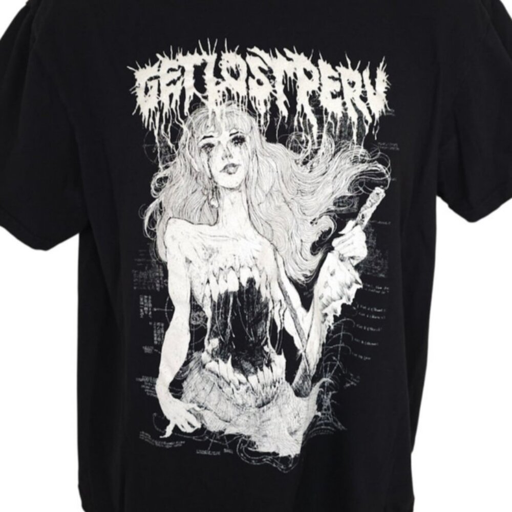 Get Lost Perv T Shirt Mens Size Large Black Torso Teeth Glow In The Dark